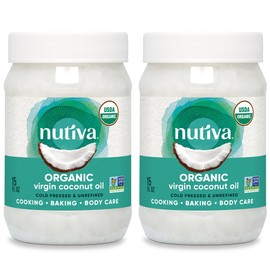 Nutiva Organic, Cold-Pressed, Unrefined, Virgin Coconut Oil from Fresh, non-GMO, Sustainably Farmed Coconuts, 15 Fl Oz (Pack of 2)