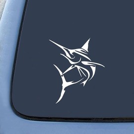 Marlin Fish Swordfish Sticker Decal Funny Sticker for Car Truck Window Bumper White