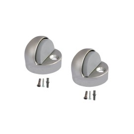 QCAA High Dome Floor Door Stop, 1-11/16" x 1-3/16", Zinc Die Cast, Satin Nickel, 2 Pack, Made in Taiwan