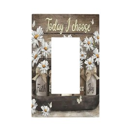 Farmhouse Floral Daisy Quotes Decorative Rocker Outlet Light Switch Cover Christ Jeuse Country Rustic Flower Butterfly 1-Gang Decorator/GFCI Wall Plate Electrical Single Switch Face Plate for Dimmer