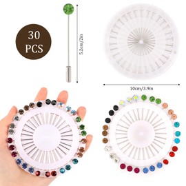 KALIONE 30PCS Hijab Pins with Safety Caps Colorful Crystal Rhinestone Muslim Hijab Scarf Pins Hijab Pins Wedding Pins