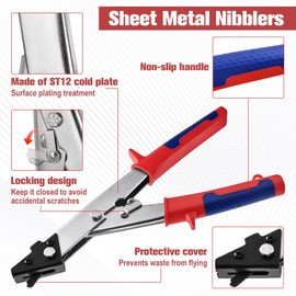 GOLD DEER 10Inch Sheet Metal Nibblers,Nibbler Shears,Hand Nibbler for Flat Sheet Metal,Ergonomic Handle,Locking Design for Household Industrial