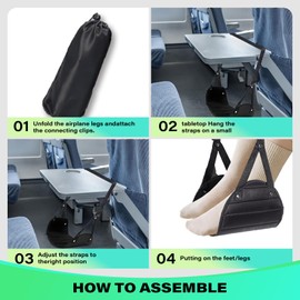Travel Essentials for Women Men, 1 Pack Black Airplane Footrest Leg Foot Hammock Rest Travel Luggage Accessories Gadgets Under Desk Flying Long Fight Trip Seat Organizer Must Haves Gifts Kids Needs