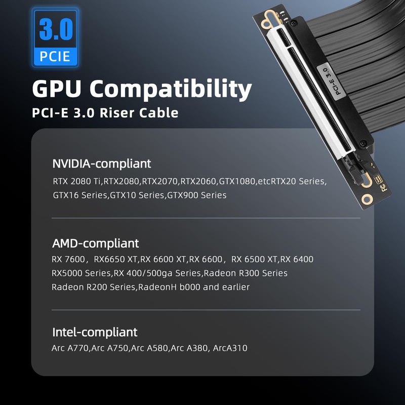 BTBcoin PCIe 3.0 x16 Riser Cable 200mm - RTX 3070/3060/GTX