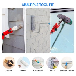 Multiangle Paint Roller Extension Pole: 1.7m Stainless Paint Brush Extension Pole Set with 6Pcs Extendable Poles Versatile Painting Brush Attachments for Most Rollers Scrapers Walls Ceiling