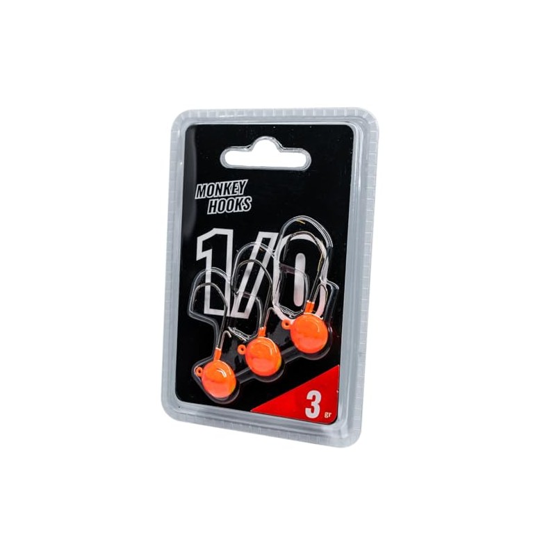 Monkey Lures Hook - 3 Jig Heads, Size/Weight/Colour: Size 1/0
