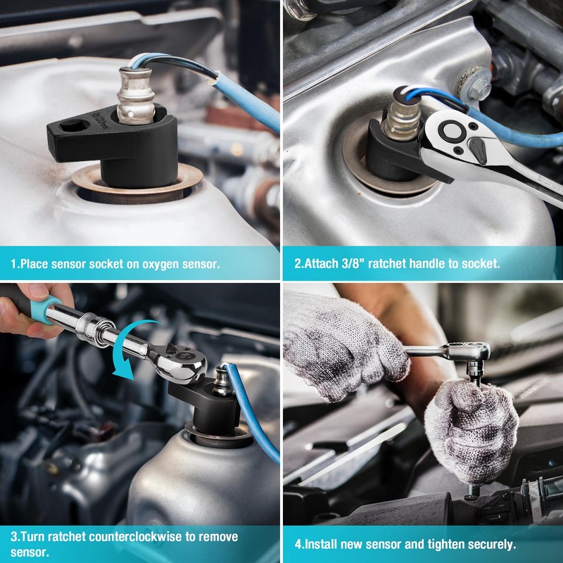 DURATECH O2 Oxygen Sensor Socket 3/8-Inch Drive x 7/8-Inch (22mm),