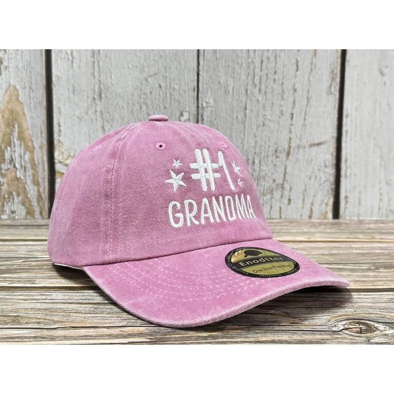 Enodtter Number No 1 Grandma Hat for Women, Washed Pink