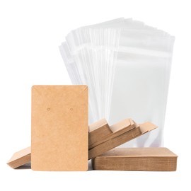 Zontween 2.4" x 3.5" Earring Display Cards With Bags Necklace Display Cards Sets Earring Packing Holder Cards With bags Jewelry Packing For Earring Necklace Jewelry Packing 100Pack Paper 100Pack Bags