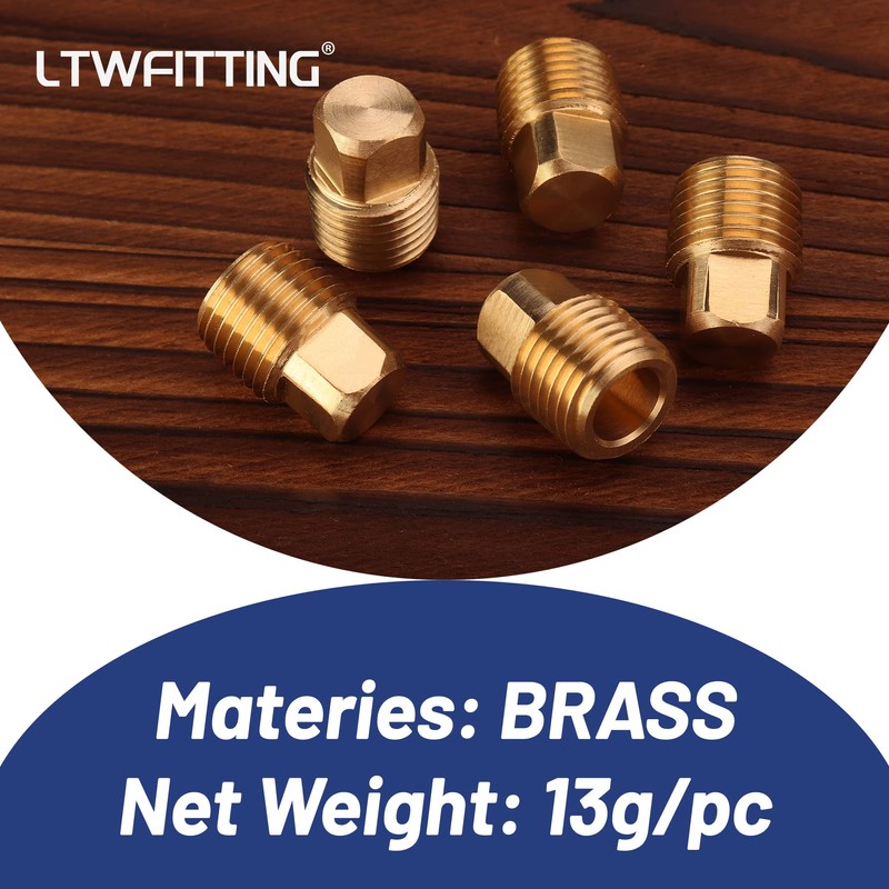 LTWFITTING Brass Fitting Pipe Square Head Plug 1/4 Male Male