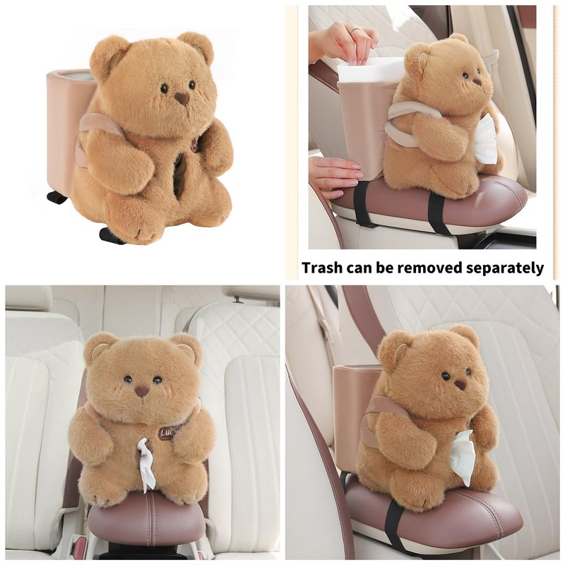 HUANGGG Car Mounted Tissue Box 2 in 1 Cartoon Plush