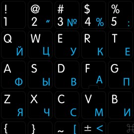 4Keyboard MAC English-Russian Cyrillic Keyboard Stickers ON Black Background for Desktop, Laptop and Notebook