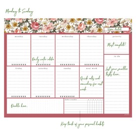 Desktop Weekly Planner Notepad 8.5x11 | 60 Undated Tear-Off Pages | Schedule Daily to-Do Lists | Increase Your Productivity in Less Than 5 Minutes A Week | Achieve Your Goals (Vintage Floral)