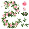 Naidiler Full Pink Flower Garland, 6.2FT Artificial Rose Floral Vine