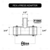3/4" Press x 3/4" Press x 1/2" Pex A Tee