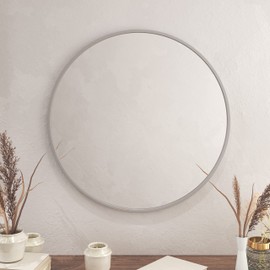 HBCY Creations Medium Round Mirror, Silver 30 inch Wall Mirror for Entryway, Bathroom, Living Room and More, Modern Minimalist Mirror for Both Rustic and Boho Design and Decor