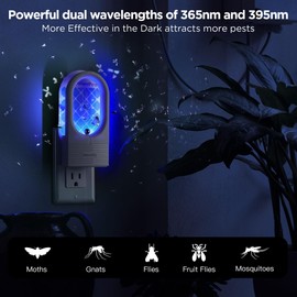 Fruit Fly Traps for Indoors, Plug-in UV＆Blue Light Bug Trap/Gnat Traps for House, Fruit Fly Killer, NAT Killer, Home Flying Insect Catcher for Fruit Flies, Moths, Mosquitoes, Gnats, Fungus(+3 Refill)