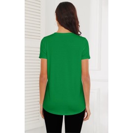 Smile Fish Women Crewneck Loose Fit Tunic Tops Short Sleeve Dressy Casual Summer Long Tee Shirts to Wear with Leggings Cotton St Patricks Day Green,L