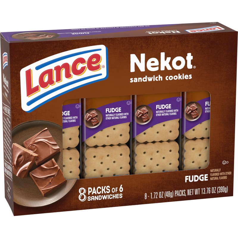 Lance Sandwich Cookies, Nekot Fudge, 8 Count Box