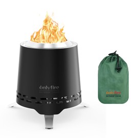 Onlyfire 2-in-1 Smokeless Fire Pit with Pot Bracket & Carry Bag, 6.5” Portable Tabletop Fireplace, Wood Burning Mini Firepit for Outdoor Camping Tailgating Patio Backyard, Black FP053