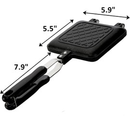 Breakfast Sandwich Maker, Non-Stick Grilled Sandwich and Panini Maker Pan with Handle with Anti Scalding Handle, Fast Breakfast Pan, Flat Bottom Double Sided Baking Pan for Home Kitchen Camping