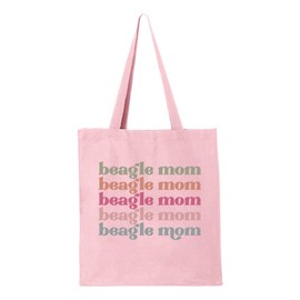 TeesAndTankYou Beagle Mom Tote Bag Canvas Tote Bag Reusable Grocery Bag for Shopping and Travel (Pink)