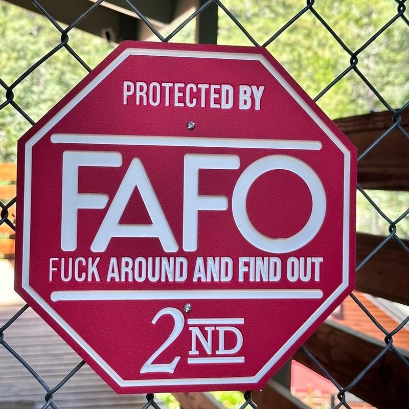 FAFO Security Sign and FENCE BRACKET - Color: HOA Friendly