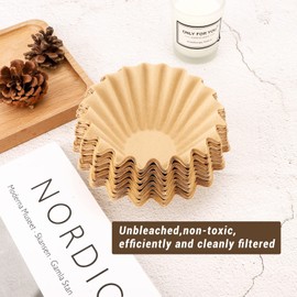 EUSOAR 1-2 Cup Unbleached Coffee Filters, Pack of 200 Disposable Natural Brown Paper Basket Filters, for Small Basket Style Single Pour Over and Drip Coffee Makers, for Home Commercial