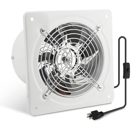 6 Inch Exhaust Fan, Kitchen Exhaust Fan With Switch 60Hz 7 Blades Iron, 350 CFM Window Exhaust Fan, Small Wall Mounted Ventilation Fan for Attic, Greenhouse, Bathroom, Basement(White, 40W)