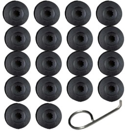DEROACE 20pcs Wheel Lug nut Covers caps + Removal Tool- 17mm, Wheel Bolt Cover dismantle Replacement 1K0 601 173 for VW, Jetta,Passat GTI, CC （Black）