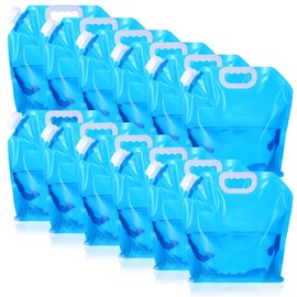JOUTYFOR 12 Pack 1.3 Gallon Collapsible Water Storage Bag Water Container Bag Emergency Jug Foldable Plastic Storage Pouch Freezable Carrier Tank for Outdoor Sport Camping