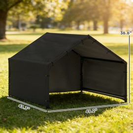 Outdoor Dog House with Canopy Pet Tent for Small Medium Large Breeds Dog Shade Shelter Made of TarpColor: Black Color