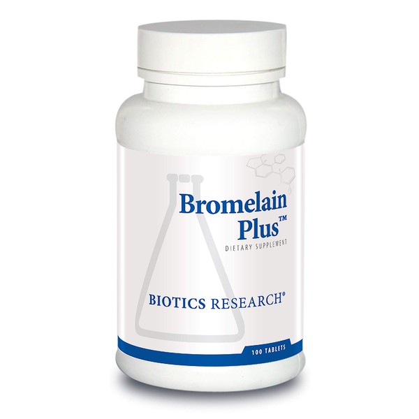 BIOTICS Research Bromelain Plus Lactose Free Dairy Free Digestive Support. Supports Healthy and Balanced Physiological Pathways, Muscle Relaxation and Comfort, Bromelain 2500 MCU g, Papain 100 Tabs