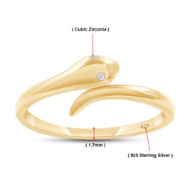 Adjustable Snake Ring | Round Sparkling White Cubic Zirconia Open Snake Rings for Women In 14K Yellow Gold Over Sterling Silver Jewelry Gift for Daughters Wife-8