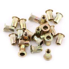 M3-M12 Flat Head Rivet Nut Carbon Steel Open End Small Flange Round Hole Threaded Inner Wall Part Anti Skid Surface Rib Nut Nut Fastener (M3)