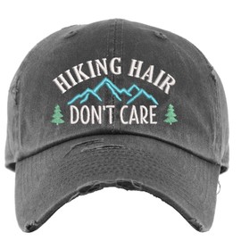 Hiking Hair Don't Care Hat | Distressed Baseball Cap or Ponytail Hat | Hike Hat | Hiking Clothing
