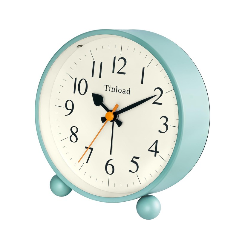 Tinload 4.5" Vintage Retro Analog Alarm Clock, Super Silent Non