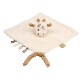 Nattou DouDou Comforter, Soft Cuddly Teddy Fabric, Baby and Infant Plush, Has Soother Attachment, Beige Giraffe