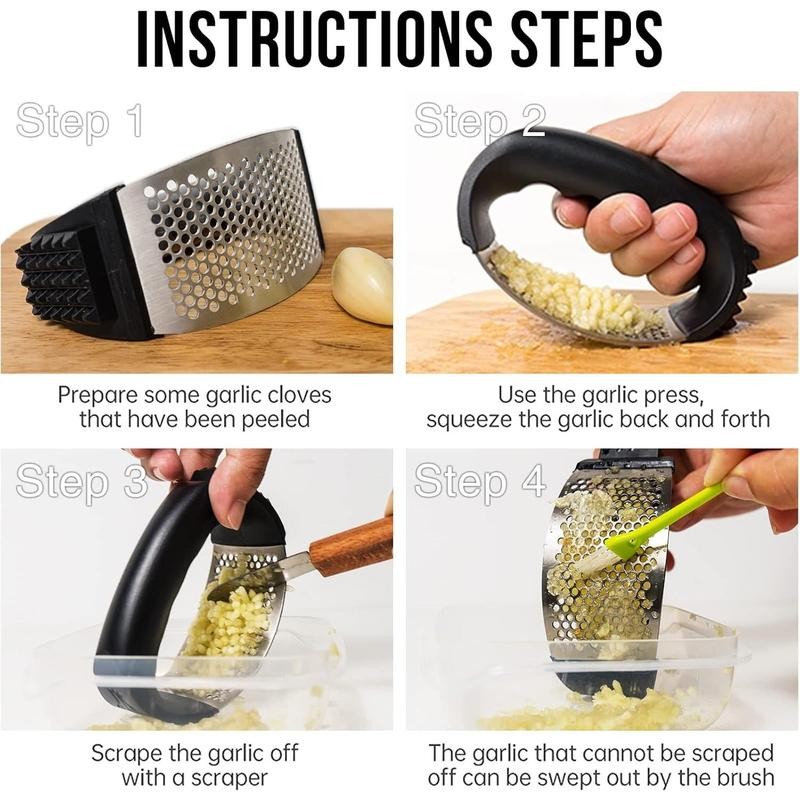 Garlic Press, Upgrade Garlic Mincer Stainless Steel Garlic Press Rocker,