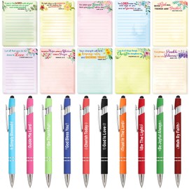 Christian Gifts Set Bible Verse Pens Religious Sticky Notes for Men Women Church School Office Supplies 20 Pcs