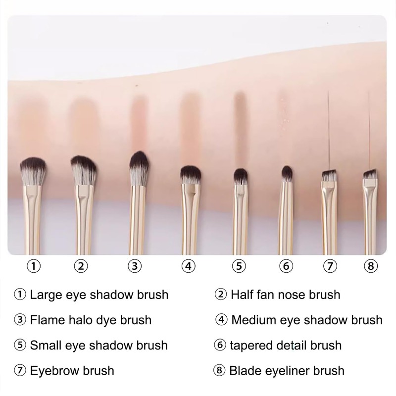 Yoezuo Make Up Brush Set, 8 Pieces, Eyeshadow Brush Set