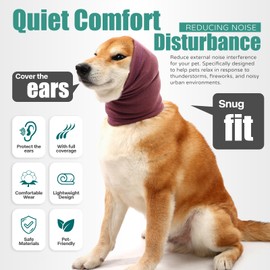 UUREED Dog Calming Hoodie, Hematoma Ear Wrap, Quiet Head Cover Sleeves Ear Covers for Bath, Thunderstorms
