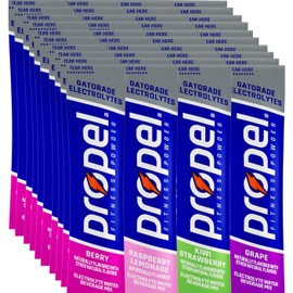 Propel Water Flavoring Enhancer Variety Bulk, 80 Drink Mix Packets (20 Each Flavor) - Raspberry Lemonade, Grape, Berry, Kiwi Strawberry Bundle With Galley Grove Sugar Free Breath Mints