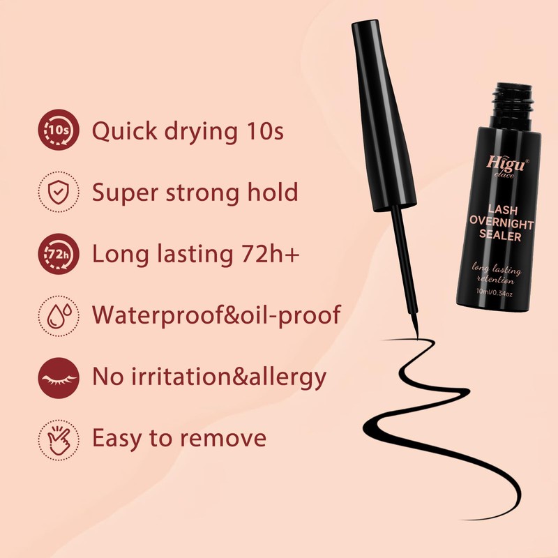 Higu clace Eyelash Seal, 10 ml Eyelash Glue Overnight for