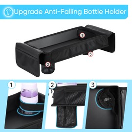 Snack Tray with Foldable Deeper Cup Holders for Wonderfold Stroller Wagon Accessories,Hanging Side Pockets,Easy to Clean and Install(W4 Series)