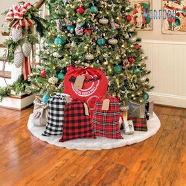 WERFORU 4PCS Gift Wrap Bags Christmas Bags Christmas Candy Bags Christmas Gift Bags Santa Gift Bag Holiday Drawstring Gift Bags