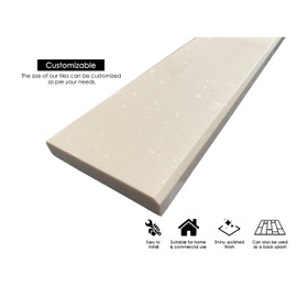 Tenedos Crema Marfil Engineered Marble Door Floor Threshold Saddle Polished, for Shower Curb, Bathroom Vanity Backsplash, Window Sill, Maintenance Free, Stain Resistant - (6" x 36")