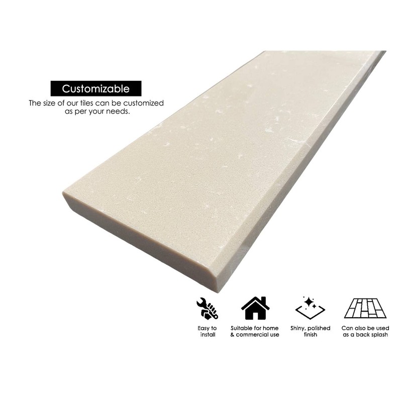 Tenedos Crema Marfil Engineered Marble Door Floor Threshold Saddle Polished,
