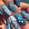 Blue Sea Press on Nails Fish Ocean Series False Nails