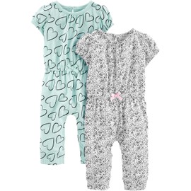 Simple Joys by Carter's - Overol de moda para bebé, paquete de 2, azul/gris, corazones, recién nacido